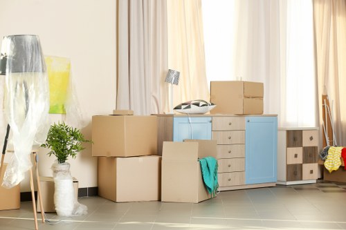 Organised office storage in Southfields with shelves and filing cabinets